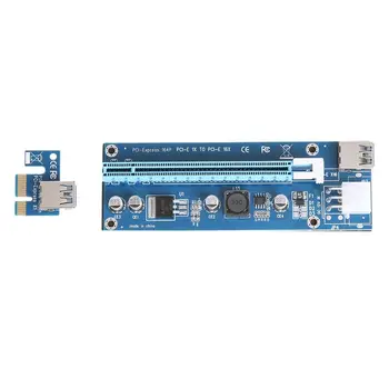 PCI-E 1X iki 16X Riser Card Extender Cable Adapter + USB3.0 Kabelis 6Pin Namų Kompiuteryje Nustatyti Bitcoin Miner Kasyba