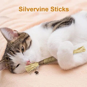 3 Pack Silvervine Lazdos Kačių Žaislai, Patalpų Kačių Interaktyvus Silvervine Katžolių Žaislai Kramtyti Žaislas Dantų Valymas Kačiukas Kramtyti