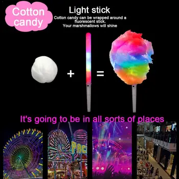 LED Cotton Candy Spurgų Spalvinga Žėrintis Zefyrai Lazdos Įvairių Spalvų Šviesą Lazdelės Nudžiuginti Lazdas Ralio Rave Vaikai Šalis