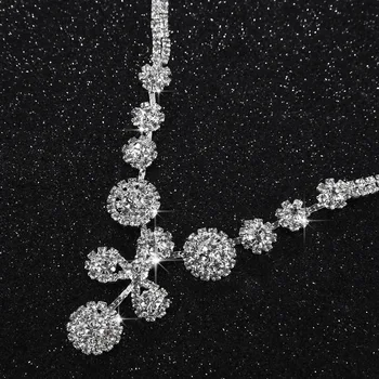 GU166 Prabanga blizga kristalų cirkonis gėlių karoliai, auskarai nustatyti vestuvių vestuvių mados grandinės komplektas