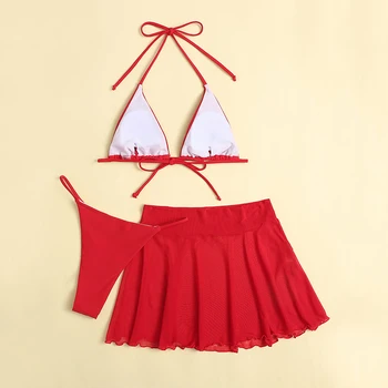 2021 kietas Seksualus sijonas, maudymosi kostiumėliai moterims, Trikampis micro bikini komplektas Aukšto juosmens maudymosi kostiumėlį String plaukimo Maudymosi kostiumą, Raudonos plaukti kostiumas
