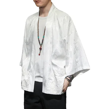 Kinų Stiliaus Kimono Megztinis Derliaus Spausdinimo Dragon Siuvinėjimo Japonų Kimono Vyrų Yukata Samurajus Kimono Streetwear Palaidinė 5XL