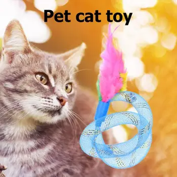 Juokingas Naminių Kačių Lankstus, spyruoklinis Žaislas Katėms Kitten Interaktyvūs Žaislai su Plunksna