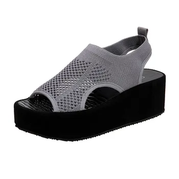 Vasaros Mados Moterų Sandalai 2021 Patogiai Moterų ShoesThick-soled Plaukioja Audiniai Minkšti-soled Lengvas platforminiai Batai