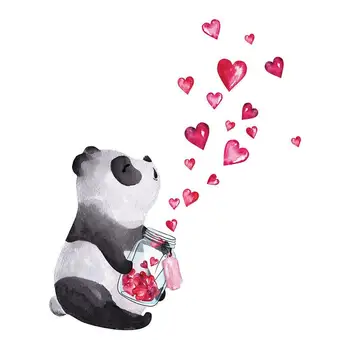 Rankomis Dažyti Panda Meilė Širdies Siena Lipdukas Kambarį Miegamojo, Virtuvės Dekoras