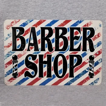 Kirpykla Barbershop Pole Plaukų Stilistas Supjaustyti Kėdė Kirpėjai Juostelės Alavo Pasirašyti Metalo Pasirašyti Metalo Plakatas Metalo Dekoro