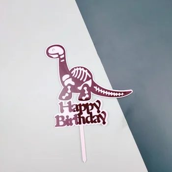 Nauja Dinozaurų happy Birthday Cake Toppers Aukso Akrilo Cupcake topper Desertas apdailos Kūdikio dušas Šalis Pyragas Papuošalai