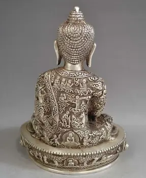 Tibeto Sidabro Ir Bronzos Sakyamuni Budos Statula Gydymo Medicinos Apdaila Žalvario, Bronzos