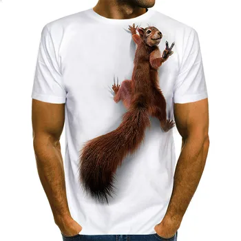2021 nauja, T-shirt aliejaus tapybai voverė 3D spausdinimo vyrų ir moterų gyvūnų spausdinti marškinėliai mielas mažylis susiduria su T-shirt