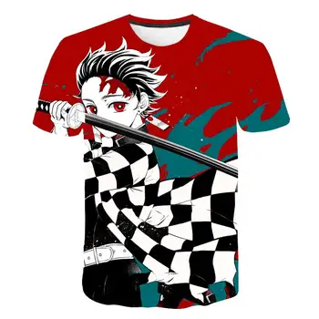 Demon Slayer Marškinėliai vaikas Hip-Hop Japonų Anime Kimetsu Nr. Yaiba T-shirt Kawaii Animacinių filmų Tanjiro Kamado Grafinis Tees vaikas 2021