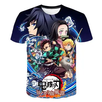 Demon Slayer Marškinėliai vaikas Hip-Hop Japonų Anime Kimetsu Nr. Yaiba T-shirt Kawaii Animacinių filmų Tanjiro Kamado Grafinis Tees vaikas 2021