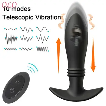 Teleskopinis Dildo, Vibratoriai 10 Rūšių Butt Plug Dūrimo Veiksmai Analinis Vibratorius Vyrų Prostatos Massager