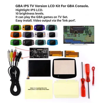 V2 IPS LCD TV Versija GBA Backlight LCD 10 Lygių Ryškumo GBA TELEVIZIJOS Versiją GBA konsolei Ir pre-cut 