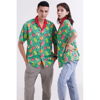 Havajų Shirt Mens Marškinėliai Moterims Arbūzas Žalia Streetwear HIp-Hop Chemise Homme Camisa Masculina Spausdinti Medvilnės Marškinėliai Vyrams
