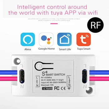 1/2/3/4/5VNT Tuya WiFi Smart Switch Smart Home Įjungti WIFI+RF 433 Balso Nuotolinio Valdymo Modulis Laikmačio Jungiklis Su Alexa, Google
