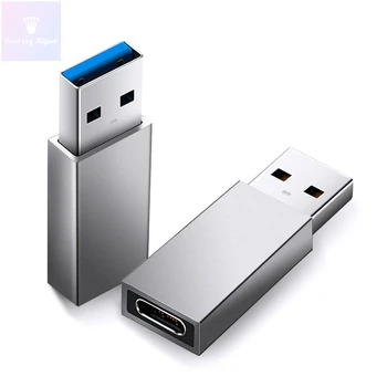 USB A-Type C Adapteris moterį, USB 3 Vyrų Konverteris, skirtas ES Įkroviklis Mi Sąsiuvinis OnePlus Huawei Honor Mažų Sidabro Trumpas