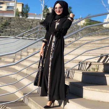 Abaja Saudo Arabija Ramadanas Mados China Diržo Cardigan Moterų Apdaras Musulmonų Moterų Ilgas Sijonas Islamo arabų Suknelė Kaftan Skraiste