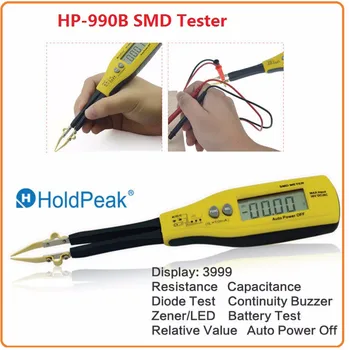 HoldPeak SMD Multimetras HP-990B Auto Diapazonas Atsparumas Talpą, Smart Diodų(RCD) LED Zener Tęstinumą Baterijos Testeris, Matuoklis