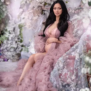 2021 Tendencija Dusty Pink Fotografijos Motinystės Drabužius Nuotakos Suknelė Oficialią Vakaro Šalis Suknelė Pakopų Reljefiniai Nėštumo Suknelė Pagal Užsakymą