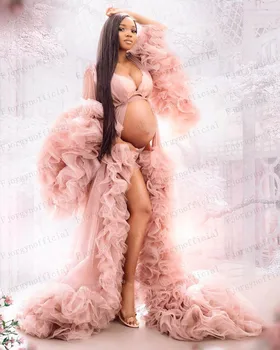 2021 Tendencija Dusty Pink Fotografijos Motinystės Drabužius Nuotakos Suknelė Oficialią Vakaro Šalis Suknelė Pakopų Reljefiniai Nėštumo Suknelė Pagal Užsakymą