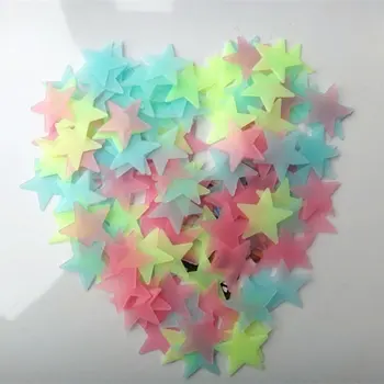 100vnt 3CM 3D Šviesos Žvaigždė Siena Lipdukas Liuminescencinės Vaikai Miegamojo Lubų Namų Dark Star Sienų Lipdukai Festivel Dekoras