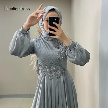Musulmonų Vakaro Suknelės Maroko Caftan Aplikacijos Varčias Oficialų Suknelė arabų Dubajus ilgomis Rankovėmis Moterims vakarinę Suknelę chalatas de soiress