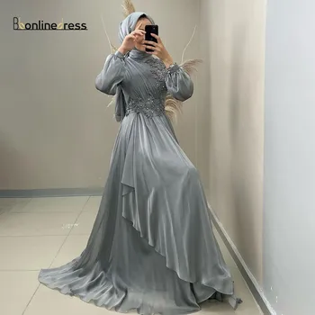 Musulmonų Vakaro Suknelės Maroko Caftan Aplikacijos Varčias Oficialų Suknelė arabų Dubajus ilgomis Rankovėmis Moterims vakarinę Suknelę chalatas de soiress