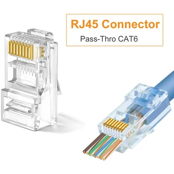 RJ45 Jungtys RJ45 Cat6 Pro Jungtis, Cat6/Cat5e Jungtys, Ethernet Kabelio Fiksavimo Jungčių Tinklo Kištuko Rinkinys