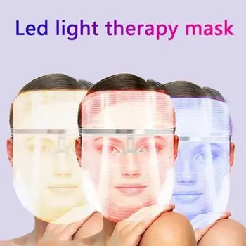 3 Spalvų LED Šviesos Terapija Veido Kaukė Anti Acne Stabdžių Prietaiso KURORTINIS Gydymas, Grožis, Veido Odos Priežiūros Priemonės Įrankiai S3Y0
