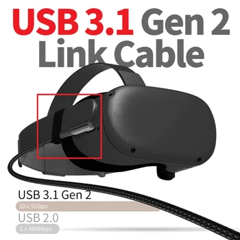 Už Oculus Quest 2 Tipas - C Nuorodą USB - C Garo VR Duomenų Kabelis 5m/16ft Duomenų Perdavimo Greito Įkrovimo Kabelis