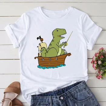 T-Shirt Moterims, juokinga dinozaurų Marškinėliai 2021 naujo dizaino Aukščiausios cute girl marškinėliai ponios atsitiktinis Tees Hipster 90-ųjų Merginų Grafinis Drabužiai
