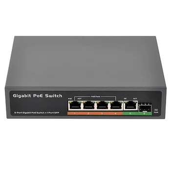 PSE604GS 4 Port POE + 1 Uplink + 1 SFP 65W IEEE802.3At / Af Standartinis Visi Gigabit ethernet Tinklo Jungiklio,-JAV Plug