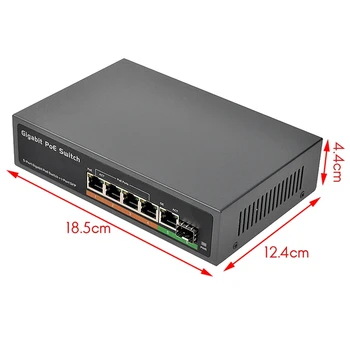 PSE604GS 4 Port POE + 1 Uplink + 1 SFP 65W IEEE802.3At / Af Standartinis Visi Gigabit ethernet Tinklo Jungiklio,-JAV Plug