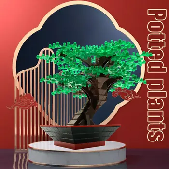 BZDA mini bonsai medis, statyba blokai kūrybos dovana augalų modelis plytų namų puošybai bonsai vaikų švietimo žaislai
