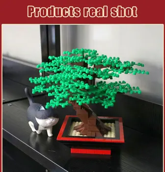 BZDA mini bonsai medis, statyba blokai kūrybos dovana augalų modelis plytų namų puošybai bonsai vaikų švietimo žaislai
