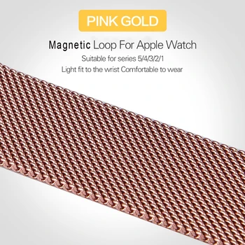 Magnetinės Kilpos Diržas, apple watch Band 42 mm 38mm 42mm Nerūdijančio plieno Metalo diržo correa apyrankę iWatch 3 4 5 se 6 40mm 44mm