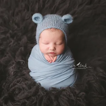 Naujagimio Fotografijos Rekvizitai Baby Hats Mielas Meškiukas Skrybėlę Minkštas Megzti Skrybėlę Kūdikių Šaudyti Priedai Kūdikių Nuotraukų Saldus Papuošalai