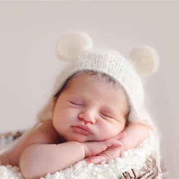 Naujagimio Fotografijos Rekvizitai Baby Hats Mielas Meškiukas Skrybėlę Minkštas Megzti Skrybėlę Kūdikių Šaudyti Priedai Kūdikių Nuotraukų Saldus Papuošalai