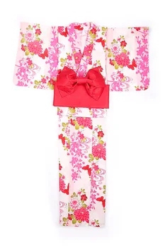 Rožinė Japonijos Nacionalinės Yukata Moterų Kimono Skraiste Suknelė Su Diržo Cosplay Kostiumas Gėlių Etape Parodyti Drabužius Oficialų Vakarinę Suknelę
