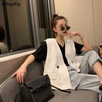 Liemenės Moterų Prarasti Kietų Biuro Lady Pavasario Korėjos Stiliaus Asimetrinė Drabužius Karšto Pardavimo Pleistras Dizaino V-Kaklo, Rankovių Marškinėliai