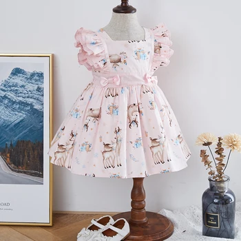 Naujas 2021 M. Vasarą Kūdikių Mergaičių Rankovių Spausdinimo Suknelės Vaikams, Vaikams Mergaitė Princesė Dress Drabužiai Vaikams Mergaitėms Šalis Suknelė