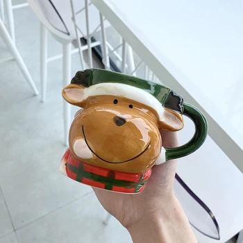 Kalėdų Puodelis Kavos, Pieno Pusryčių Puodelis Sniego Keramikos Arbatos Puodelio Animacinių filmų 3D Gyvūnų Kalėdų Dovana Vandens Puodelį Office Drinkware