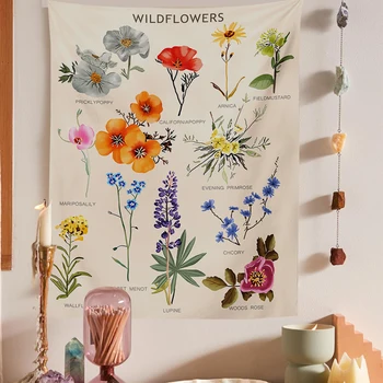 Kawaii Kambario Dekoro Wildflower Gobelenas Kambario Dekoracija Estetiška Dekoro Tropinių Gėlių Diagramos Sienos Kabo Gobelenas Gėlių Dekoras