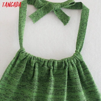 Tangada Moterų Žalia Megzti Suknelę be Rankovių Backless Vintage Stiliaus Patelės Mini Suknelės Vestidos AB43