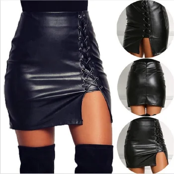 ZOGAA aukšto juosmens pu odos sijonai moterims Varčios užtrauktukas pieštuku mini sijonas streetwear žiemos juoda sijonai trumpi