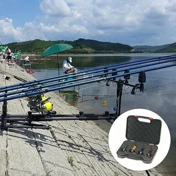 Karpių Žvejybos Swinger Nustatyti Bite Signalizacijos Pakaba Swinger 4 Spalvų LED Indikatorius, Apšviestas Karpių Žvejybos Reikmenys Užtrauktukas Atveju