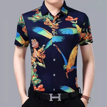Atspausdinta marškinėliai 2021 mados vyrų Britų stiliaus trumpomis Rankovėmis suknelė marškinėliai aukštos kokybės atsitiktinis slim vyriški drabužiai, marškinėliai
