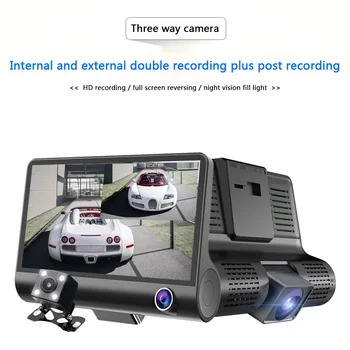 Brūkšnys Cam Automobilių DVR Vaizdo įrašymo Belaidžio Naktį Versija Vairavimo Diktofonas Dvigubas Objektyvas Plataus Kampo Brūkšnys Cam su Rea vaizdo Kamera NAUJAS