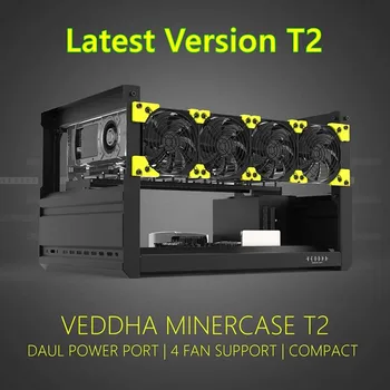 6 GPU T2 Miner Gavybos platformą Aliuminio Didina Atviru Dangumi Atveju Kompiuteris ETH Rėmo Įrenginys, skirtas Bitcon Miner Rinkinys