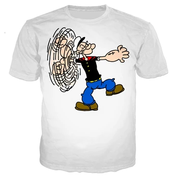 2020 NAUJAS Juokingi Popeye Marškinėliai 3D Spausdinimo Vyrai/moterys Vasarą Streetwear T-shirt Vyrai Punk Crewneck Marškinėlius Drabužių, Negabaritinių Viršūnes 5XL